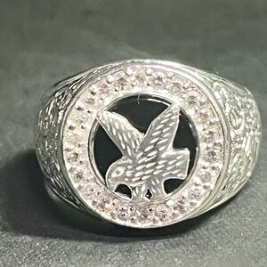 925 vint silver onyx eagle with 21 cz stones